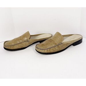 Sesto Meucci Leather Mules Made In Italy Slip On Croc Low Block Heel Classic 7.5